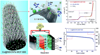 Graphical abstract: Cobalt nanoparticles encapsulated in carbon nanotube-grafted nitrogen and sulfur co-doped multichannel carbon fibers as efficient bifunctional oxygen electrocatalysts