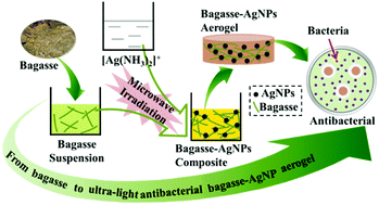 Graphical abstract: An ultra-light antibacterial bagasse–AgNP aerogel