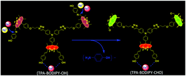 Graphical abstract: A novel triphenylamine-BODIPY dendron: click synthesis, near-infrared emission and a multi-channel chemodosimeter for Hg2+ and Fe3+