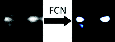 Graphical abstract: Fully convolutional neural network for removing background in noisy images of uranium bearing particles