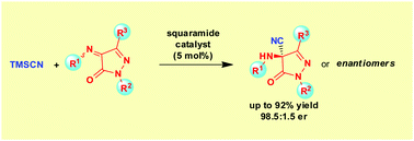 Graphical abstract: Enantioselective synthesis of pyrazolone α-aminonitrile derivatives via an organocatalytic Strecker reaction