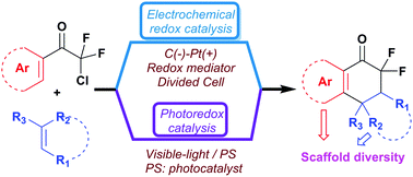 Graphical abstract: Access to cyclic gem-difluoroacyl scaffolds via electrochemical and visible light photocatalytic radical tandem cyclization of heteroaryl chlorodifluoromethyl ketones