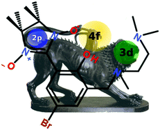 Graphical abstract: A chimeric design of heterospin 2p–3d, 2p–4f, and 2p–3d–4f complexes using a novel family of paramagnetic dissymmetric compartmental ligands