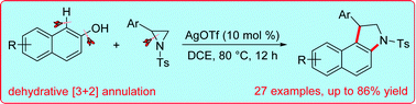 Graphical abstract: AgOTf-catalyzed dehydrative [3+2] annulation of aziridines with 2-naphthols