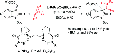 Graphical abstract: Chiral N,N′-dioxide/Co(ii)-promoted asymmetric 1,3-dipolar cycloaddition of nitrones with methyleneindolinones