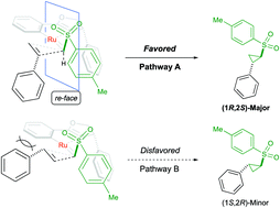 Graphical abstract: Highly stereoselective cyclopropanation of various olefins with diazosulfones catalyzed by Ru(ii)–Pheox complexes