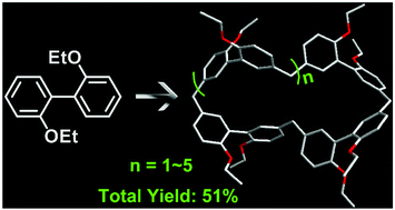 Graphical abstract: 2,2′-Biphen[n]arenes (n = 4–8): one-step, high-yield synthesis, and host–guest properties