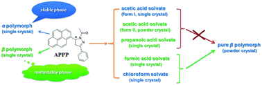 Graphical abstract: Polymorphism and solvates of 1-acetyl-3-(phenyl)-5-(1-pyrenyl)pyrazoline: the structures, thermal and optical-physical properties