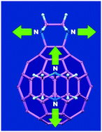 Graphical abstract: The directional character of the piperazine double addition product, e{N(CH2CH2)2N}2C60, as a building block for forming crystalline fullerene polymers
