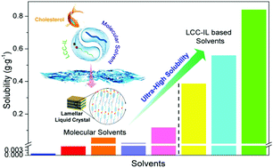 Graphical abstract: Enhanced self-assembly for the solubilization of cholesterol in molecular solvent/ionic liquid mixtures