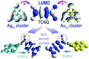 Graphical abstract: How active sites facilitate charge-transfer interactions of silver and gold clusters with TCNQ?
