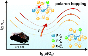 Graphical abstract: Combining two redox active rare earth elements for oxygen storage – electrical properties and defect chemistry of ceria–praseodymia single crystals