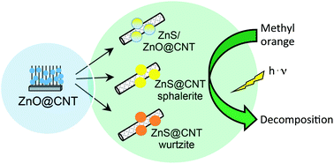Graphical abstract: ZnS/ZnO@CNT and ZnS@CNT nanocomposites by gas phase conversion of ZnO@CNT. A systematic study of their photocatalytic properties