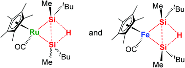 Graphical abstract: Hydrogen-bridged bis(silylene) complexes of ruthenium and iron: synthesis, structures and multi-centre bonding interactions at the M–Si–H–Si four-membered ring