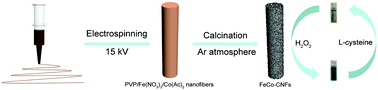 Graphical abstract: FeCo nanoparticles-embedded carbon nanofibers as robust peroxidase mimics for sensitive colorimetric detection of l-cysteine