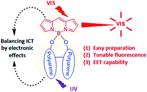 Graphical abstract: Modulation of ICT probability in bi(polyarene)-based O-BODIPYs: towards the development of low-cost bright arene-BODIPY dyads