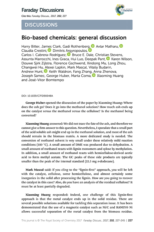 Bio Based Chemicals General Discussion Faraday Discussions Rsc