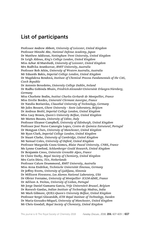 List of participants