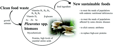Graphical abstract: Circular reuse of bio-resources: the role of Pleurotus spp. in the development of functional foods