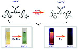 Graphical abstract: Design, synthesis and properties of a reactive chromophoric/fluorometric probe for hydrogen peroxide detection