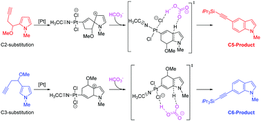 Graphical abstract: The regioselectivity in the platinum-catalyzed domino reaction to access alkynylated indoles: a theoretical study