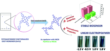 Graphical abstract: Efficient synthesis of EDOT modified ABBB-type unsymmetrical zinc phthalocyanine: optoelectrochromic and glucose sensing properties of its copolymerized film