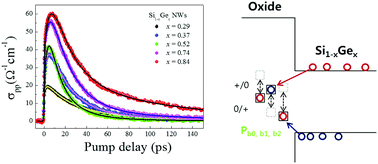 Graphical abstract: Ultrafast photocarrier dynamics related to defect states of Si1−xGex nanowires measured by optical pump–THz probe spectroscopy