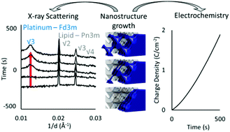 Graphical abstract: Watching mesoporous metal films grow during templated electrodeposition with in situ SAXS