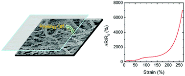 Graphical abstract: A super stretchable and sensitive strain sensor based on a carbon nanocoil network fabricated by a simple peeling-off approach