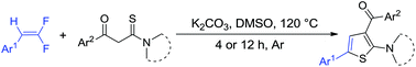 Graphical abstract: Synthesis of N,N-disubstituted 2-aminothiophenes by the cyclization of gem-difluoroalkenes with β-keto thioamides