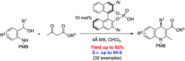 Graphical abstract: Brønsted acid-catalyzed, enantioselective synthesis of 1,4-dihydroquinoline-3-carboxylates via in situ generated ortho-quinone methide imines