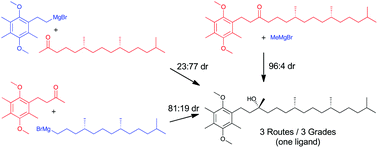 Graphical abstract: Highly stereoselective construction of the C2 stereocentre of α-tocopherol (vitamin E) by asymmetric addition of Grignard reagents to ketones