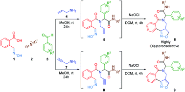 Graphical abstract: Direct access to isoxazolino and isoxazolo benzazepines from 2-((hydroxyimino)methyl)benzoic acid via a post-Ugi heteroannulation