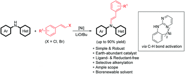 Graphical abstract: Nickel-catalyzed N-vinylation of heteroaromatic amines via C–H bond activation