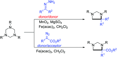 Graphical abstract: Iron-catalyzed intermolecular cycloaddition of diazo surrogates with hexahydro-1,3,5-triazines