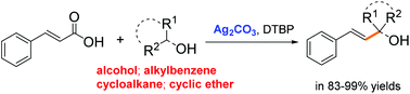 Graphical abstract: Silver-catalyzed decarboxylative C(sp2)–C(sp3) coupling reactions via a radical mechanism