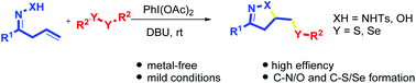 Graphical abstract: Iodine(iii)-mediated intramolecular sulfeno- and selenofunctionalization of β,γ-unsaturated tosyl hydrazones and oximes