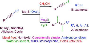 Graphical abstract: Chemoselective and stereospecific iodination of alkynes using sulfonium iodate(i) salt