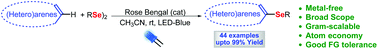 Graphical abstract: Rose Bengal catalysed photo-induced selenylation of indoles, imidazoles and arenes: a metal free approach