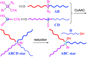 Graphical abstract: Synthesis and self-assembly of a dual-responsive monocleavable ABCD star quaterpolymer