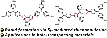 Graphical abstract: Hole-transporting materials based on thiophene-fused arenes from sulfur-mediated thienannulations