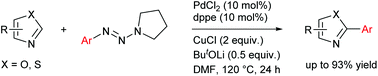 Graphical abstract: Palladium-catalyzed coupling of azoles with 1-aryltriazenes via C–H/C–N cleavage