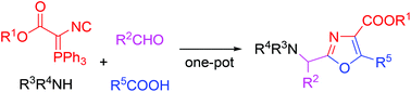 Graphical abstract: Multifunctional odorless isocyano(triphenylphosphoranylidene)-acetates: synthesis and direct one-pot four-component Ugi/Wittig cyclization to multisubstituted oxazoles