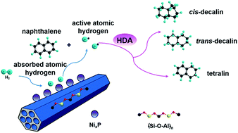 Graphical abstract: The synthesis and mechanistic studies of a highly active nickel phosphide catalyst for naphthalene hydrodearomatization