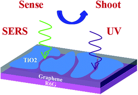 Graphical abstract: Graphene/TiO2 hybrid layer for simultaneous detection and degradation by a one-step transfer and integration method