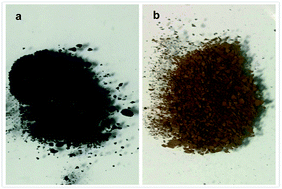 Graphical abstract: Color conversion of the magnetically separable Al/Fe oxide RNGO in the selective oxidation of benzyl alcohol induced the observation of its morphology change