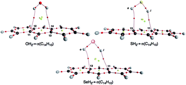 Graphical abstract: Behavior of interactions between hydrogen chalcogenides and an anthracene π-system elucidated by QTAIM dual functional analysis with QC calculations