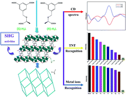 Graphical abstract: A pair of novel Zn(ii) enantiomeric coordination polymers based on a chiral multicarboxylate ligand: synthesis, crystal structures and molecular recognition properties
