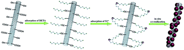 Graphical abstract: Diethylenetriamine-assisted in situ synthesis of TiO2 nanoparticles on carbon nanotubes with well-defined structure and enhanced photocatalytic performance