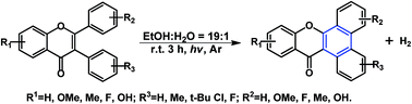 Graphical abstract: Annulation of 2,3-diphenyl-4H-chromen-4-ones via photo-induced hydrogen evolution